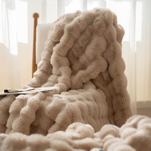 kuscheldecke Kaninchen plüsch felldecke Bubble Decke 670GSM 180 * 200cm kuscheldecke flauschig dick Kuschelige Flauschige kunstfelldecke,Cozy warme Decke für Bett Sofa Wohnzimmer von YeyeCyrilze