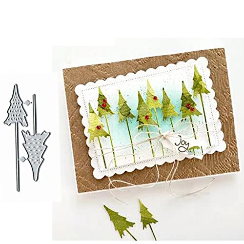 2 Stück Weihnachtsbaum-Metall-Stanzformen, Merry Christmas Tree Zeder Stanzschablonen für DIY-Einladungen, Karten, Scrapbooking, Album, dekorative Prägepapier-Stanzformen, Kartenherstellung von Yeyert