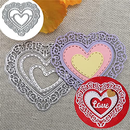 3 Stück Herz Spitze Hohlrahmen Metall Stanzformen Hochzeit Schmetterling Herz Liebe Blume Blatt Stanzformen Schablonen DIY Scrapbooking Dekorative Prägung Papier Scrapbooking Kartenherstellung von Yeyert