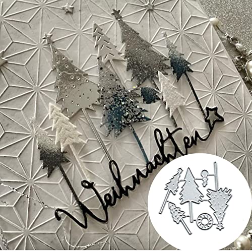 4 Stück Weihnachtsbaum-Metall-Stanzformen, Weihnachtsbaum, Zeder, Schneeflocke, Stanzschablonen, DIY, Scrapbooking, Foto, dekorative Prägepapier-Stanzformen für Scrapbooking, Kartenherstellung von Yeyert