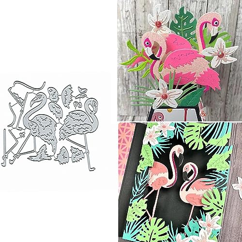 Flamingo-Set Metall-Stanzformen, Frohe Weihnachten, Vogel, Flamingoblatt, Stanzschablonen, DIY, Scrapbooking, dekoratives Prägepapier, Scrapbooking, Kartenherstellung von Yeyert