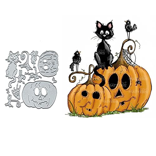 Halloween Katze Vogel Metall Stanzformen Halloween Kürbis Katze Karte Stanzformen Schablonen DIY Scrapbooking Album Prägung Papier Karte Kunst Basteln Karten Herstellung von Yeyert