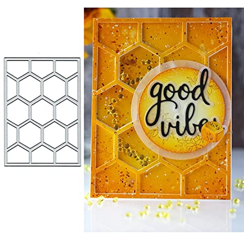 Hexagon Rectangle Frame Metal Die Cuts, Hexagon Rectangle Frame Cutting Dies Embossing Stencils Crafts Cards Cutting Dies Cuts for DIY Embossing Card Making Paper Dies Scrapbooking von Yeyert