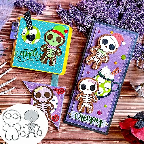 Niedliches Halloween-Skelett-Metall-Stanzformen, Happy Halloween, Totenkopf, Hochzeit, Stanzschablonen, DIY, Scrapbooking, dekoratives Prägepapier, Scrapbooking, Kartenherstellung von Yeyert