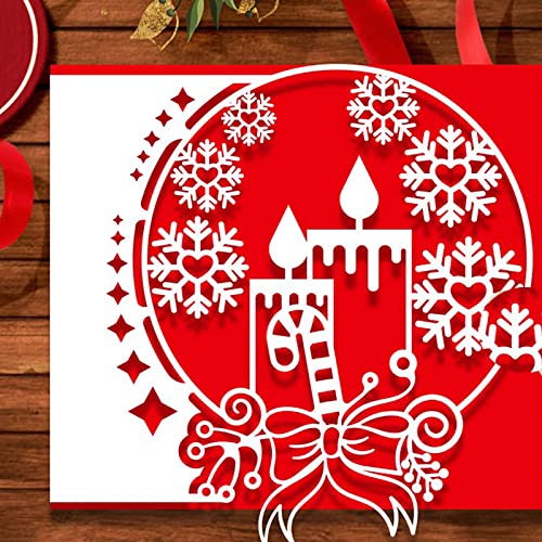 Weihnachtskerze Schneeflocke Metall Stanzformen Frohe Weihnachten Schneeflocke Snata Stanzformen Schablonen DIY Scrapbooking Dekorative Prägepapier Scrapbooking Kartenherstellung von Yeyert