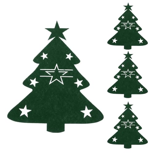 Bestecktasche für Weihnachten, Weihnachtsbaum, Gabel, Löffel, Tasche, Küchengeschirr, Organizer, Tischdekoration, Weihnachtsbesteckhalter, 4 Stück von Yfenglhiry