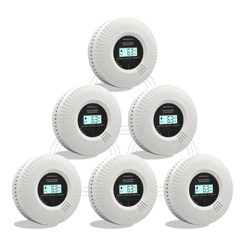 Hochwertiger Vernetzt Kohlenmonoxid-Rauchwarnmelder, Funkvernetzt CO-Rauchmelder mit Sprachalarm, 10 Jahre Batterielebensdauer, Zertifiziert nach den Normen EN14604 & EN50291 (inkl. Batterie) (6) von Yfwsrecinoe