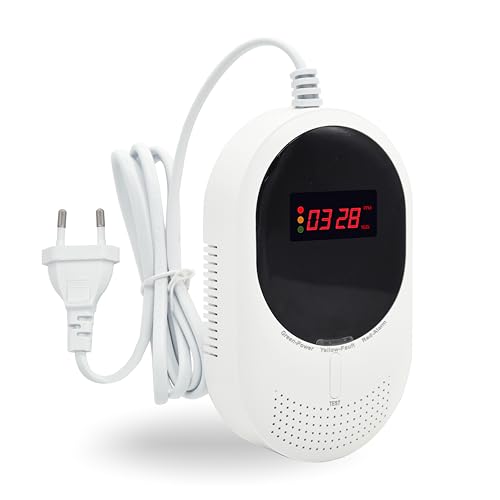 Kohlenmonoxid & Gasmelder Steckdose – CO Alarm erkennt Methan, Erdgas & Propan, mit LCD Display & 85dB Warnton, EN50291 & EN50194 Zertifiziert, zuverlässiger Gasdetektor für Zuhause (1 Stück) von Yfwsrecinoe
