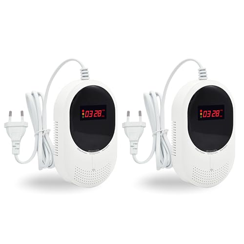 Kohlenmonoxid & Gasmelder Steckdose – CO Alarm erkennt Methan, Erdgas & Propan, mit LCD Display & 85dB Warnton, EN50291 & EN50194 Zertifiziert, zuverlässiger Gasdetektor für Zuhause (2 Stück) von Yfwsrecinoe
