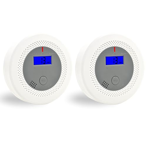 Kohlenmonoxidmelder mit 10-Jahres-Lithiumbatterie, Sprachalarm & LED-Display – CO-Warnmelder EN50291 Zertifiziert, für Haus, Wohnung, Wohnmobil（2 Stück） von Yfwsrecinoe