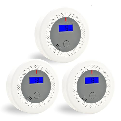 Kohlenmonoxidmelder mit 10-Jahres-Lithiumbatterie, Sprachalarm & LED-Display – CO-Warnmelder EN50291 Zertifiziert, für Haus, Wohnung, Wohnmobil（3 Stück） von Yfwsrecinoe