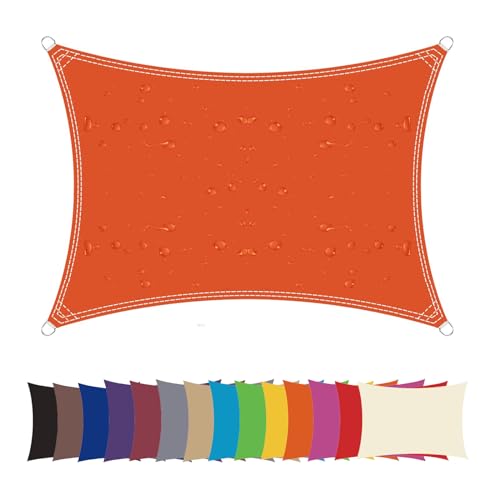 Ygann Sonnensegel Sonnenschutz Sonnendach Balkon Wetterschutz wasserabweisend Winddicht PES 420D 96% UV-Schutz für Garten Outdoor Viereck Rechteck Quadrat Orange,1.3x3m von Ygann