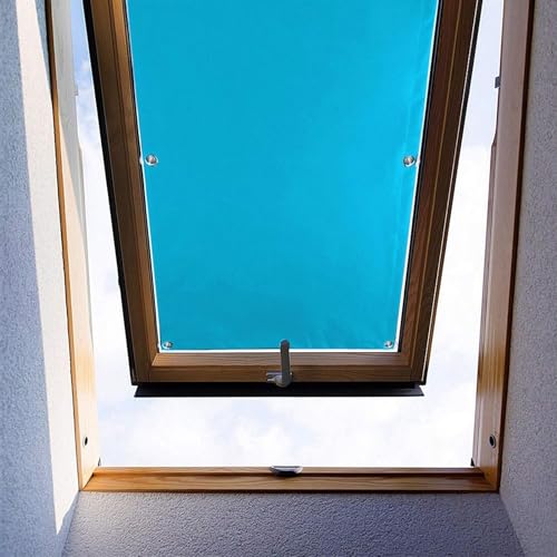 Ygann Dachfenster Rollo Thermo Sonnenschutz Verdunkelungsrollo für Dachfenster UV Schutz mit Saugnäpfe ohne Bohren ohne kleben (Blau,32x76cm) von Ygann