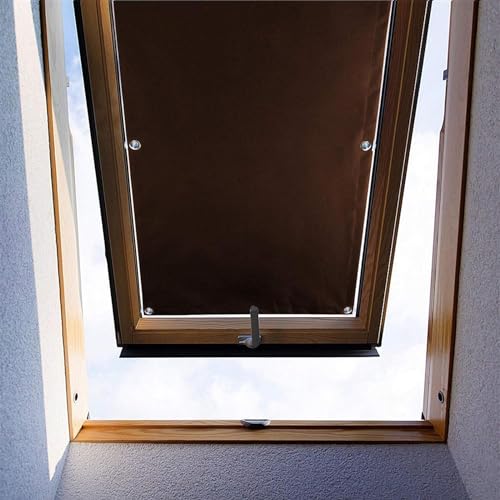 Ygann Dachfenster Rollo Thermo Sonnenschutz Verdunkelungsrollo für Dachfenster UV Schutz mit Saugnäpfe ohne Bohren ohne kleben (Braun,43x96cm) von Ygann