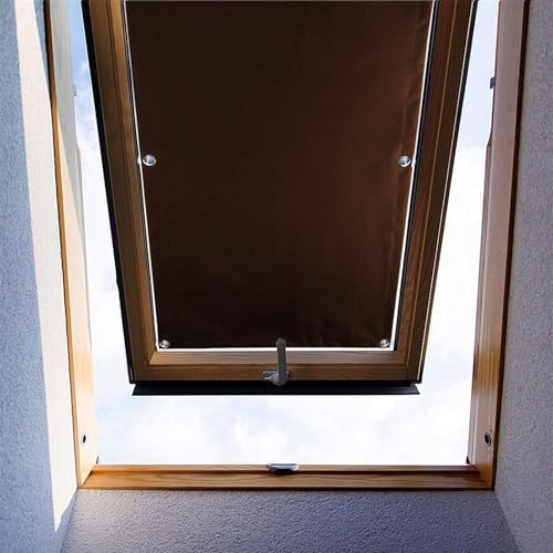 Ygann Dachfenster Rollo Thermo Sonnenschutz Verdunkelungsrollo für Dachfenster UV Schutz mit Saugnäpfe ohne Bohren ohne kleben (Braun,48x98cm) von Ygann