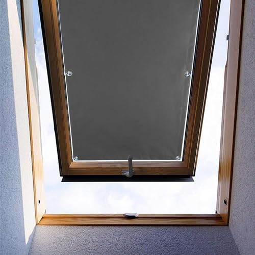 Ygann Dachfenster Rollo Thermo Sonnenschutz Verdunkelungsrollo für Dachfenster UV Schutz mit Saugnäpfe ohne Bohren ohne kleben (Grau,116x115cm) von Ygann