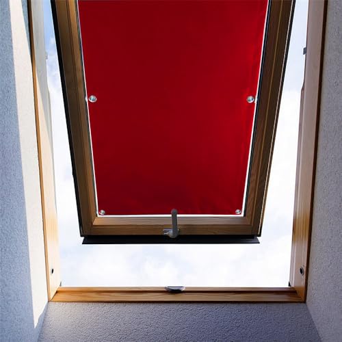 Ygann Dachfenster Rollo Thermo Sonnenschutz Verdunkelungsrollo für Dachfenster UV Schutz mit Saugnäpfe ohne Bohren ohne kleben (Hellrot,57x110cm) von Ygann
