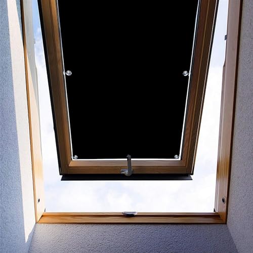 Ygann Dachfenster Rollo Thermo Sonnenschutz Verdunkelungsrollo für Dachfenster UV Schutz mit Saugnäpfe ohne Bohren ohne kleben (Schwarz,37x52cm) von Ygann