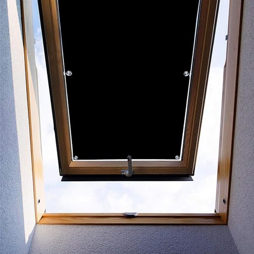 Ygann Dachfenster Rollo Thermo Sonnenschutz Verdunkelungsrollo für Dachfenster UV Schutz mit Saugnäpfe ohne Bohren ohne kleben (Schwarz,48x120cm) von Ygann