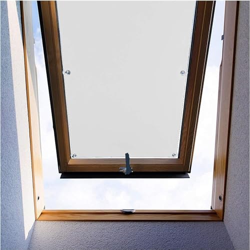 Ygann Dachfenster Rollo Thermo Sonnenschutz Verdunkelungsrollo für Dachfenster UV Schutz mit Saugnäpfe ohne Bohren ohne kleben (Weiß,32x96cm) von Ygann