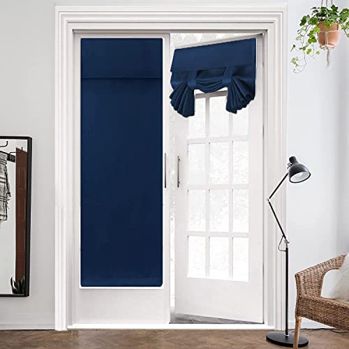 Ygann Französische Türvorhänge, Sichtschutz, Verdunkelung für Glastüren, Zuhause, Büro, 66x173cm,Navy blau,1 Panel von Ygann
