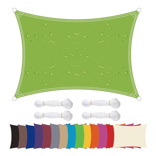 Ygann Sonnensegel Sonnenschutz Sonnendach Balkon Wetterschutz wasserabweisend Winddicht PES 420D 96% UV-Schutz für Garten Outdoor Viereck Rechteck Quadrat Grün,1.1x2m von Ygann