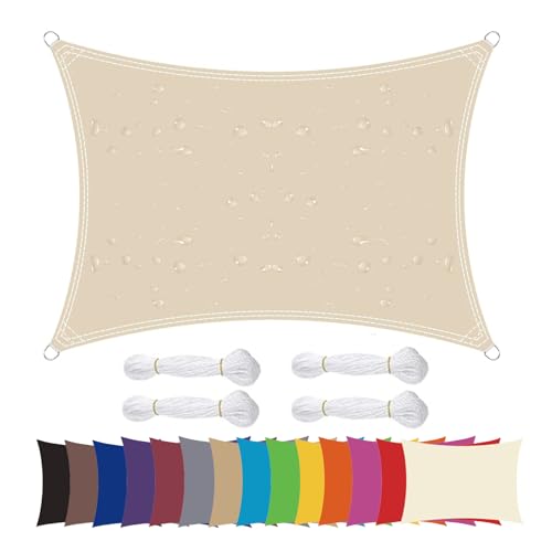 Ygann Sonnensegel Sonnenschutz Sonnendach Balkon Wetterschutz wasserabweisend Winddicht PES 420D 96% UV-Schutz für Garten Outdoor Viereck Rechteck Quadrat Milchig weiß,1.1x2.4m von Ygann