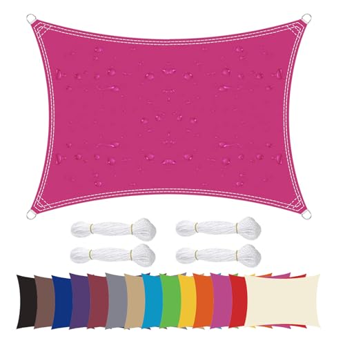 Ygann Sonnensegel Sonnenschutz Sonnendach Balkon Wetterschutz wasserabweisend Winddicht PES 420D 96% UV-Schutz für Garten Outdoor Viereck Rechteck Quadrat Rosa,1.3x2.6m von Ygann