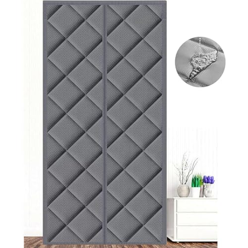 Ygann Wärmeschutzvorhang Magnet Isolierter Türvorhang Thermo Türvorhang Isolier Schutz Vorhang, Selbstschließend,Wasserdicht, Winddicht,für Balkontür Türen（Hellgrau，80x210cm） von Ygann