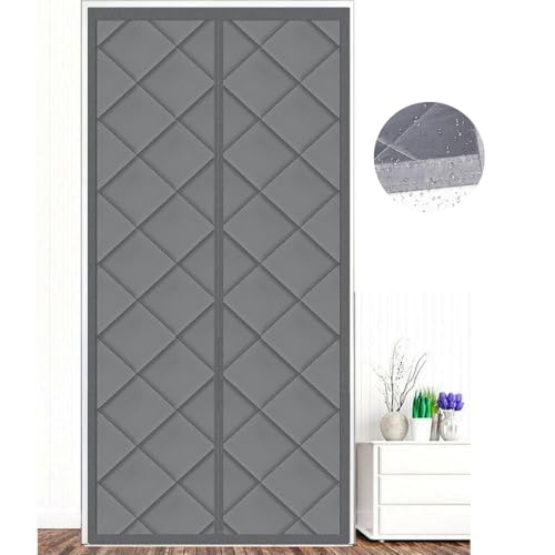 Ygann Wärmeschutzvorhang Magnet Isolierter Türvorhang Thermo Türvorhang Isolier Schutz Vorhang, Selbstschließend,Wasserdicht, Winddicht,für Balkontür Türen Grau, 90x200cm von Ygann