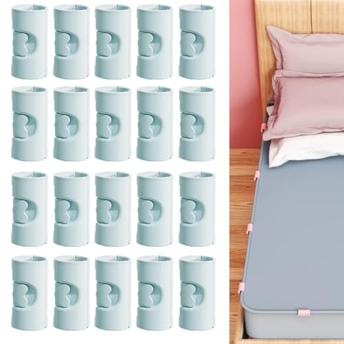 Ygapuzi 20 Stück Kunststoff Bettlaken Greifer, Blatt Fastener Clips mit Zwei-Gang-Einstellung Bettlaken Clips hält das Bettlaken an Ort und Stelle für Bettwaren Home Office Zubehör (Blue) von Ygapuzi