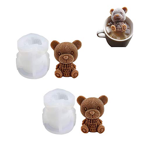 Ygapuzi 2er Pack Eisbärenform 3D Bärenform Eiswürfelbehälter zur Herstellung von schönem Eiskaffee, Milchtee, Saft, Cocktails, wiederverwendbare Silikonformen für Craft Candy Chocolate Soap Candle von Ygapuzi