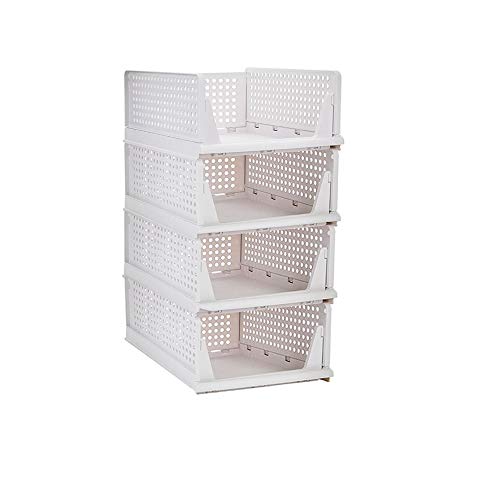 Ygapuzi 4 Stück stapelbare Kleideraufbewahrungskörbe Organizer Schiebetür Schublade Regal DIY Trennwand Desktop Container für Kleiderschrank Schrank Küche Badezimmer Büro (weiß) von Ygapuzi