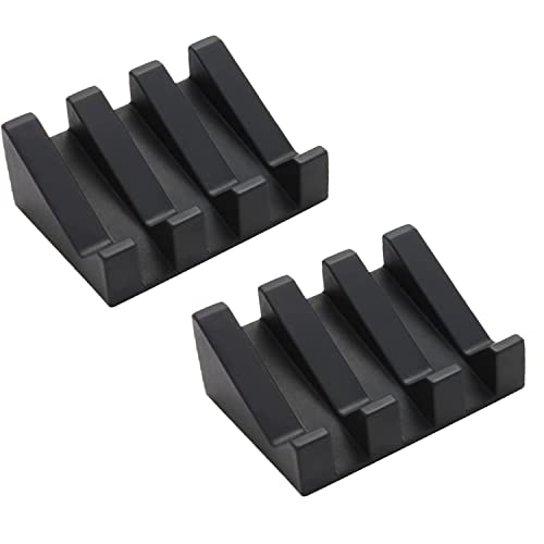 Ygapuzi Silikon Seifenschale mit Abfluss Dusche schräg Wasserfall Streifen Seifenhalter Tablett für einfache Reinigung Waschbecken Bad Küche Zubehör Seifenkissen (Schwarz - 2 Pack) von Ygapuzi