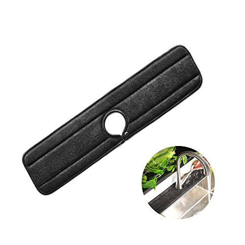 Ygapuzi XL-Mikrofaser-Wasserhahn-Absorptionsmatte, Küchenarmatur-Spülbecken-Matte, Tropfen- und Spritzfänger mit Druckknopfverschluss, waschbar und wiederverwendbar, 23 Zoll x 5,9 Zoll (Schwarz) von Ygapuzi