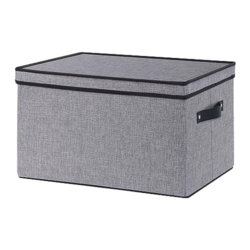 YheenLf 1 Pack Aufbewahrungsbox mit Deckel, faltbare Stoffbox mit Griff, verwendet für die Aufbewahrung von Kleidung, Bücher, Grau, 33x23x18cm von YheenLf