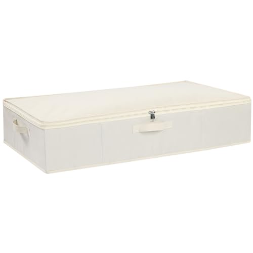 YheenLf Aufbewahrungsbox mit Deckel, Faltbare Kleideraufbewahrung mit Verstärktem Griff und Reißverschluss für Bettdecken Decken Kleidung, Beige, 1-Pack, 80x40x15cm von YheenLf