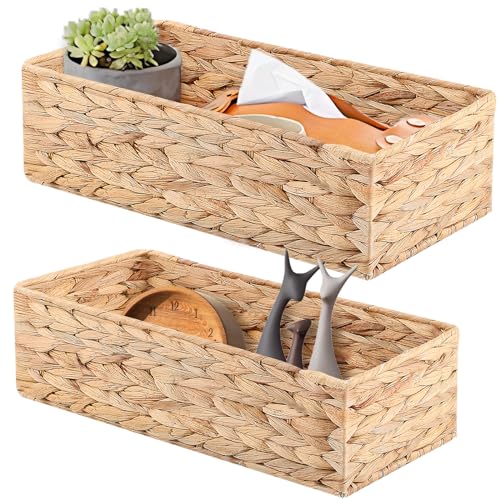 YheenLf Aufbewahrungskorb, 2er-Pack Körbe, Korb geflochten, Aufbewahrungsboxen für Schlafzimmer, Badezimmer, Stapelbare Regalkörbe, Schöner Baskets, Wasserhyazinthe von YheenLf