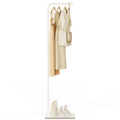 YheenLf Metall Garderobenständer, Modern Freistehend Kleiderstange, Offener Kleiderschrank System, für Wohnzimmer Schlafzimmer Büro, 26 x 39.5 x 180 cm, Weiß von YheenLf