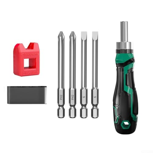 3-Gang-Magnet-Ratschen-Schraubendreher-Set mit kompaktem Design, gummiertem Griff und austauschbaren Bits für Heimwerker, Möbel und Elektronik (C) von Yhenlovtt