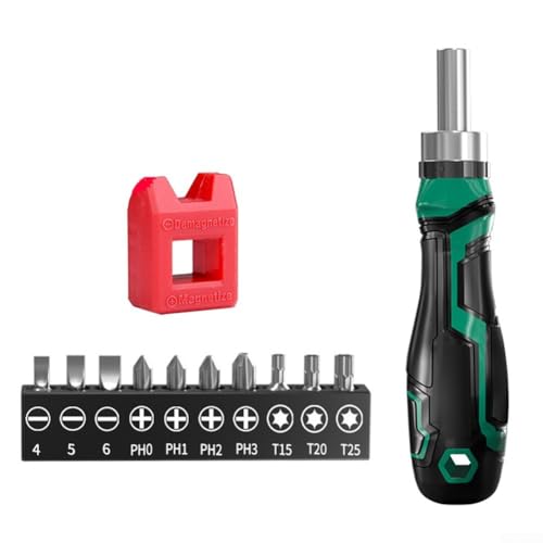 3-Gang-Magnet-Ratschen-Schraubendreher-Set mit kompaktem Design, gummiertem Griff und austauschbaren Bits für Heimwerker, Möbel und Elektronik (D) von Yhenlovtt