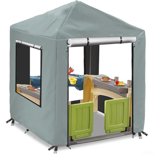 420d Oxford Outdoor-Spielhaus-Abdeckung, 142 x 142 x 152 cm, wasserdicht, UV-beständig, Staubschutz mit Reißverschlüssen und winddichtem Design, kompatibel mit Step2 von Yhenlovtt