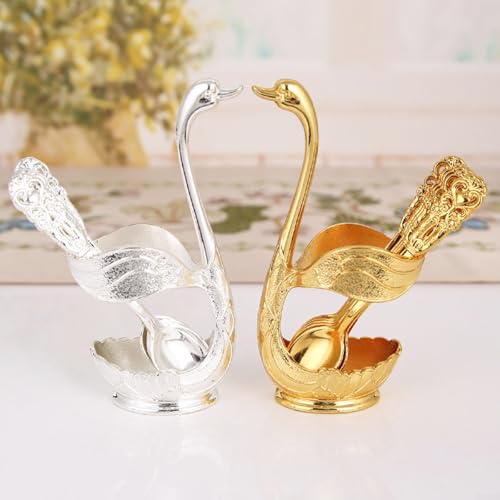 6-teiliges Löffel-Set mit Schwanen-Design, perfekte Ergänzung für Ihren Esstisch für alle Veranstaltungen (A) von Yhenlovtt