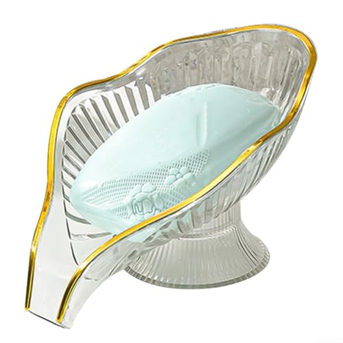 Abflussplatte Seifenschale mit Blatt-Design, hält Seife trocken und verleiht Ihrem Badezimmer oder Ihrer Küche eine einzigartige Note (transparent) von Yhenlovtt
