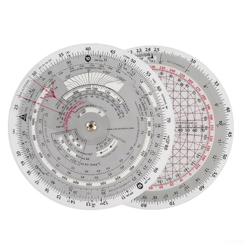 Aeronautical Flight Computer Plotter Slide Rule, Waterproof Plastic Wind Calculator Flight Planning Training Tool, Round Slide Rule(E6B-R2) von Yhenlovtt