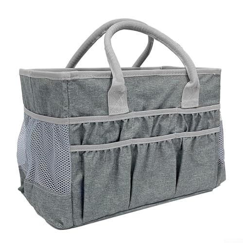 Art Organizer Tote Bag Wasserabweisende Basteltasche mit mehreren Taschen für Bleistifte, Marker, Scheren, 1,2 l Fassungsvermögen, Grau von Yhenlovtt