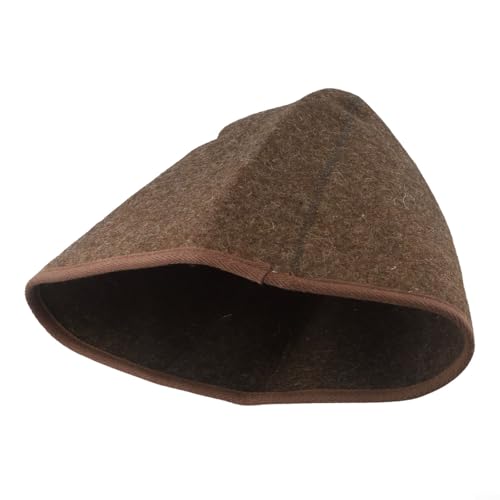 Damen Herren Sauna Filzhut Wolle Wärmeisolierung Kappe mit verstellbarem Riemen tragbar leicht für Dampfbad Spa Vaporarium Braun 34 x 26 cm von Yhenlovtt