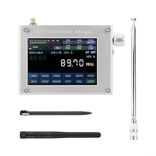 Decoder für Mega Radio AM FM SSB CW Digital-Receiver, mit 4-Zoll-Touchscreen, 4000 mAh Akku Typ-C-Anschluss, für erweitertes Hören, digitaler Modus von Yhenlovtt