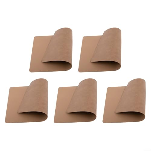 Dine with Ease Platzset, rechteckig, waschbar, Leder, rutschfeste Unterseite, Walnussbraun, 5 Stück von Yhenlovtt