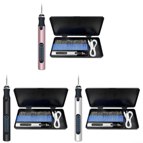 Ergonomisches Design USB Wiederaufladbarer Gravierstift mit Geschwindigkeitsregelung und umfassendem Bit-Set (Roségold) von Yhenlovtt